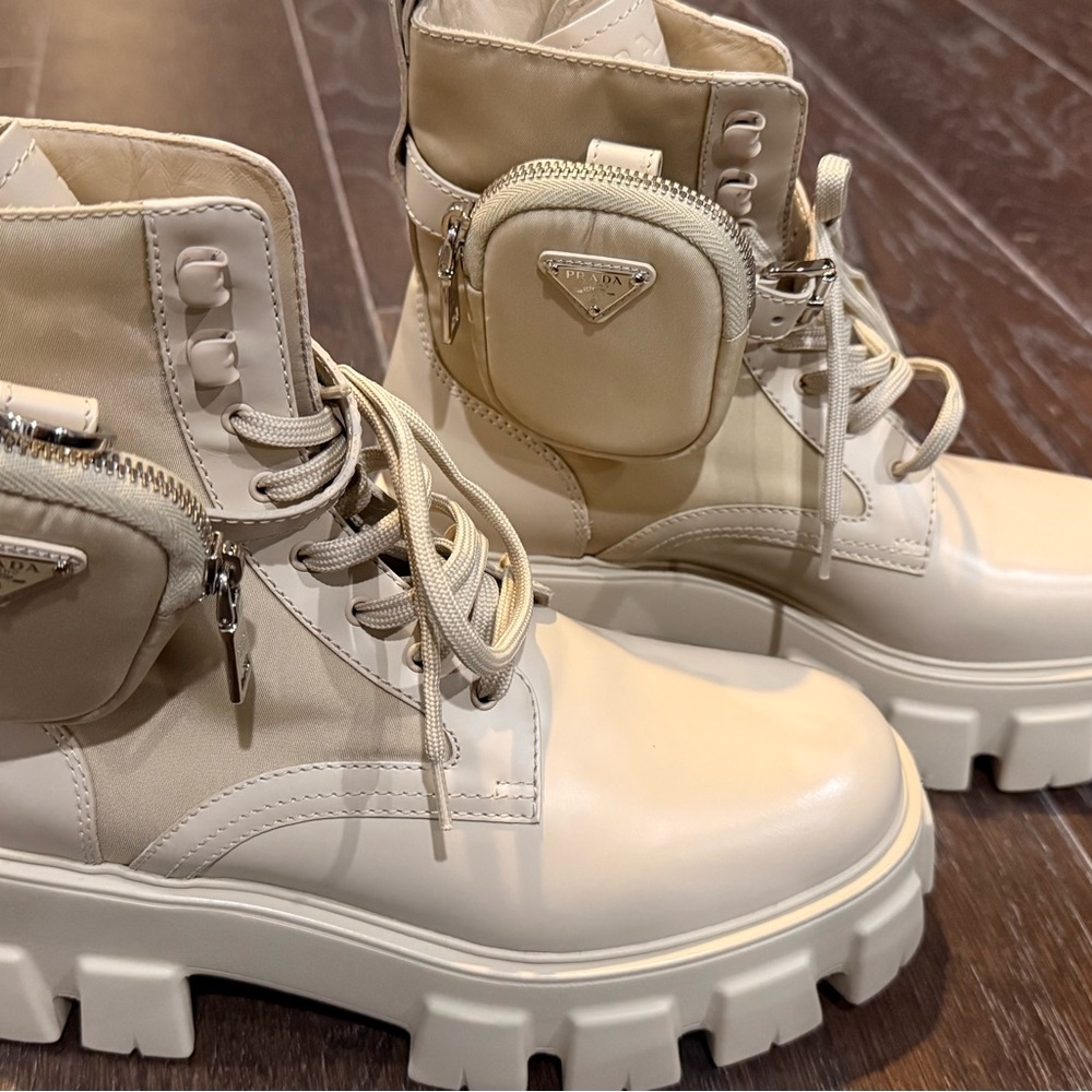 Prada Women's Monolith brushed leather and Re-Nylon boots